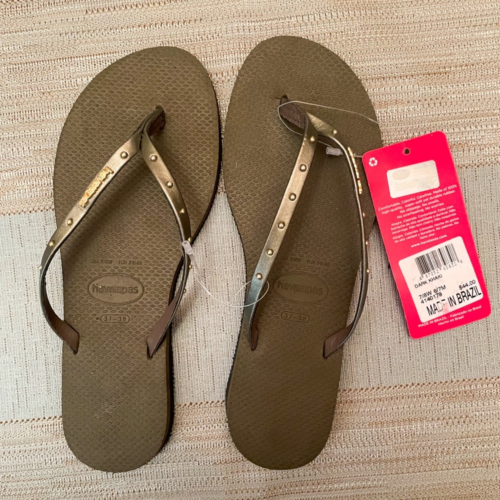 Havaianas - slim flip flops with gold detail